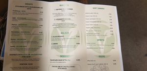Menu at Veganato in Crete