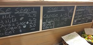 Smoothie/milkshake selection at Veganato in Crete