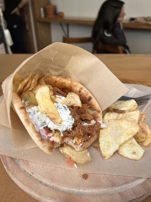 traditional soya gyro (tzatziki)  at Veganato in Crete