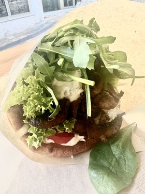 Mushrooms gyros pita  at Veganato in Crete