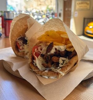 Medium traditional gyros   at Veganato in Crete