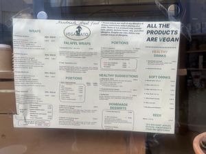 The menu as at September 2025  at Veganato in Crete