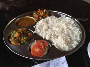 Vegan thali  at Goan Corner in Karnataka
