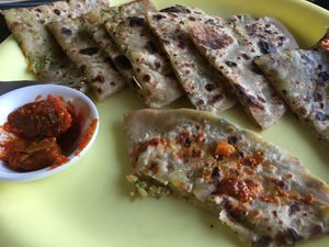 Vegan alu paratha  at Goan Corner in Karnataka