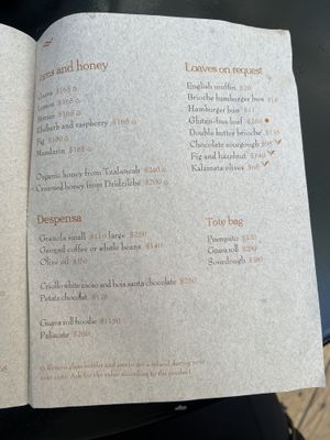 Menu  at Pandaria Rosetta in Mexico City