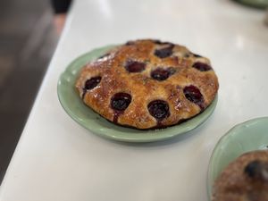 Blueberry focaccia   at Pandaria Rosetta in Mexico City