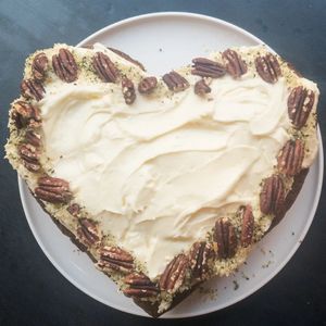 Carrot cake with hennep seed and pecan nuts #CarrotCake #HennepSeed #PecanNuts #Cake at Ogato in Lier