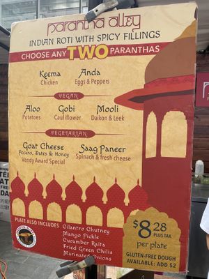 Menu at Parantha Alley - Food Stall in Brooklyn