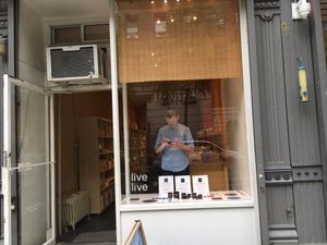 front window of live live at live live and organic in New York City