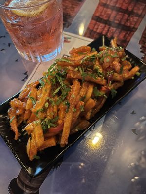 Delhi6 Fries - vegan appetizer  at Delhi6 Indian Kitchen in Highland Village
