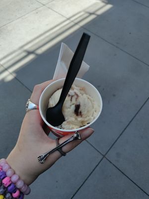 Salted caramel with okra cupcake - yum at Salt & Straw in San Ramon