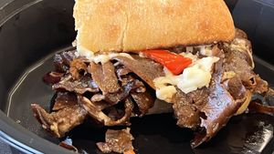 Should have taken the picture before I ate half of the cheesesteak...  at Vegan Nova in Pontiac