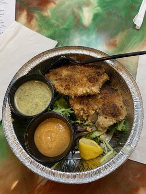 Crab cakes  at Vegan Nova in Pontiac