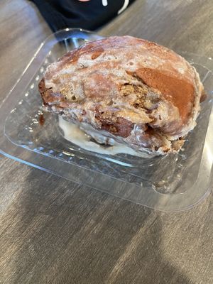 Complimentary red velvet cinnamon roll  at Vegan Nova in Pontiac
