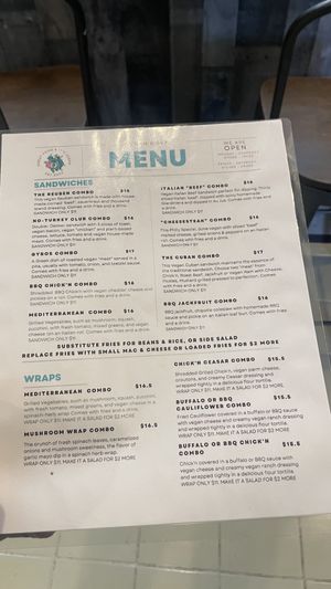 Menu  at Vegan Nova in Pontiac