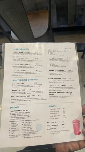 Menu  at Vegan Nova in Pontiac