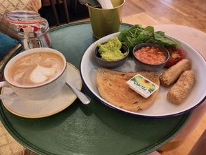 Vegan breakfast minus mushrooms at Moko in Hinckley