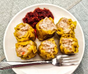 siew mai with sambal at Water Drop Teahouse 滴水坊 in Northeast Singapore