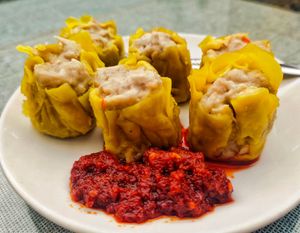siew mai with sambal at Water Drop Teahouse 滴水坊 in Northeast Singapore