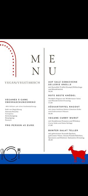 Current vegan section (August 2023), offer changes from time to time at Blaue Ziege in Petersberg