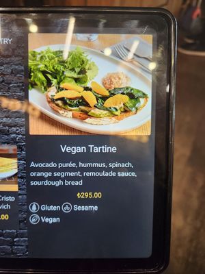 Vegan tartine on menu at IST - Tickerdaze in Istanbul
