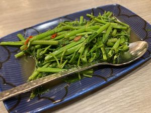 Stir fried morning glory  at Nara Thai Cuisine in Pattaya