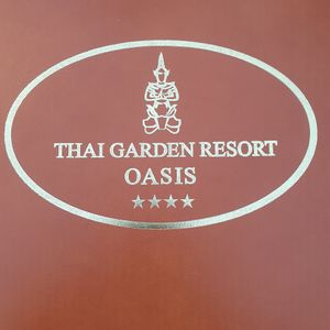 Front of menu at Oasis Restaurant at Thai Garden Resort in Pattaya