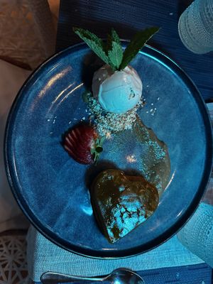 Vegan mango cake dessert   at Indigo in Providenciales