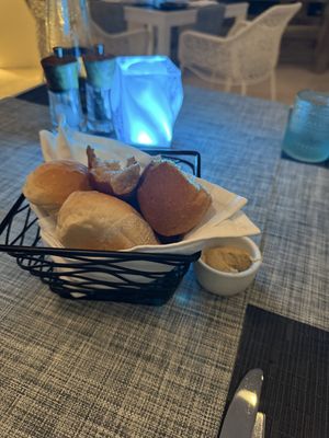 bread with hummus (and oil)  at Indigo in Providenciales