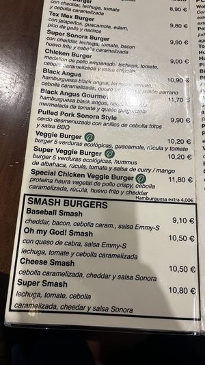 menu (3/4). Some leaf-labelled items are vegan.  at Sonora Sport Tavern in Barcelona