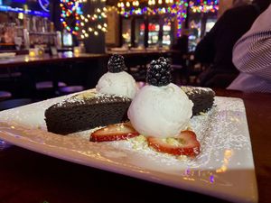 Vegan brownie dessert - delicious!  at Mercury Bar West in New York City