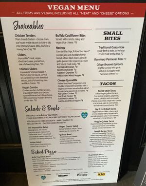 Vegan Wall menu at Mercury Bar West in New York City