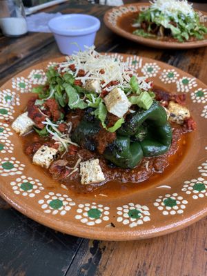 Stuffed Chilli Pepper with Soy Chorizo extra  at Selva Coffee Garden in Merida