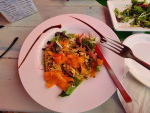 I had already started eating the Asian/Cajun tofu before snapping this... I couldn't resist! at Kaya Island Eats in Key West