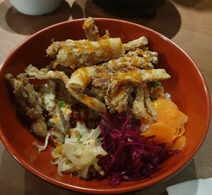 Oyster mushroom rice bowl at Little Dumpling King in Stoke-on-trent