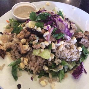 Vegan un-chickin' bowl at Tribal Cafe in Los Angeles