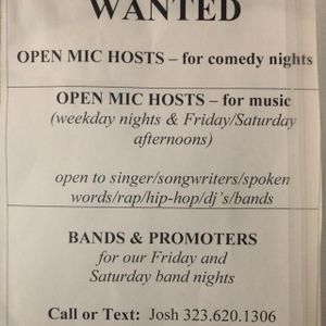 Open Mic Ad at Tribal Cafe in Los Angeles