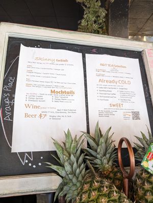 Drink menu up on the wall at Araya's Place in Bellevue