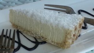 coconut cheese cake at Vikasa Yoga Retreat and Restaurant in Koh Samui