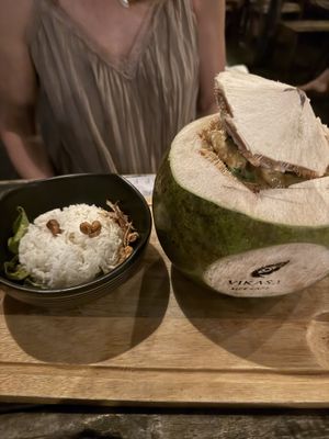 Tempeh Thai green curry   at Vikasa Yoga Retreat and Restaurant in Koh Samui