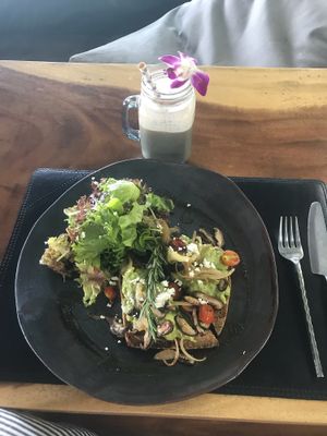 Avokado toast and chocolate protein shake! at Vikasa Yoga Retreat and Restaurant in Koh Samui