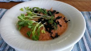 raw tomato soup at Vikasa Yoga Retreat and Restaurant in Koh Samui