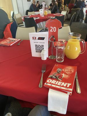 Our table in the 1881 suite  at Leyton Orient FC in East London
