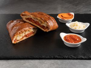 Vegan Pepperoni Calzone at Sarpino's Pizzeria in Downers Grove