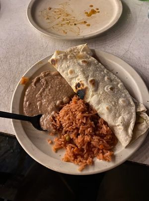 Burrito special platter served with rice and beans at Taco Potrero Hidalgo - Taco Loco in Hidalgo