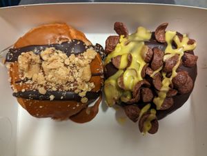 Tiramisu donut and orange chocolate donut at Round - Steissi in Helsinki
