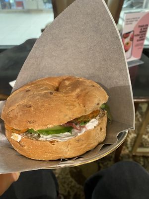 vegan “salmon” bagells  at Round - Steissi in Helsinki