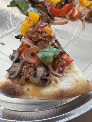 We created our own pie with vegan sausage.   at Sky High Pie in Joshua Tree