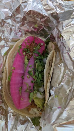 Tofu avocado taco with pickled onion at Pit Stop Hawaii in Honolulu