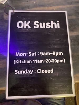 Menu  at OK Sushi in Edge Hill
